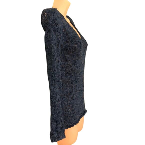 Sonoma Blue V-neck open weave sweater Woman Size Small Long Sleeve - Picture 3 of 7